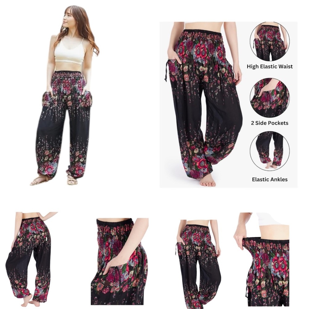 Floral boho harem Pants size M/L